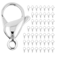 Zilveren Hummer Sluiting Set, 200pcs (12mm) veilige sieradensluiting voor halskettingen, armbanden, doe-het-zelf handwerk