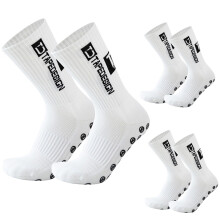 3-Paar Voetbalsokken - Uitslijpvast Grip Design voor mannen, vrouwen, kinderen, langdurig comfortabel voor sport en training - Weiße Voetbal