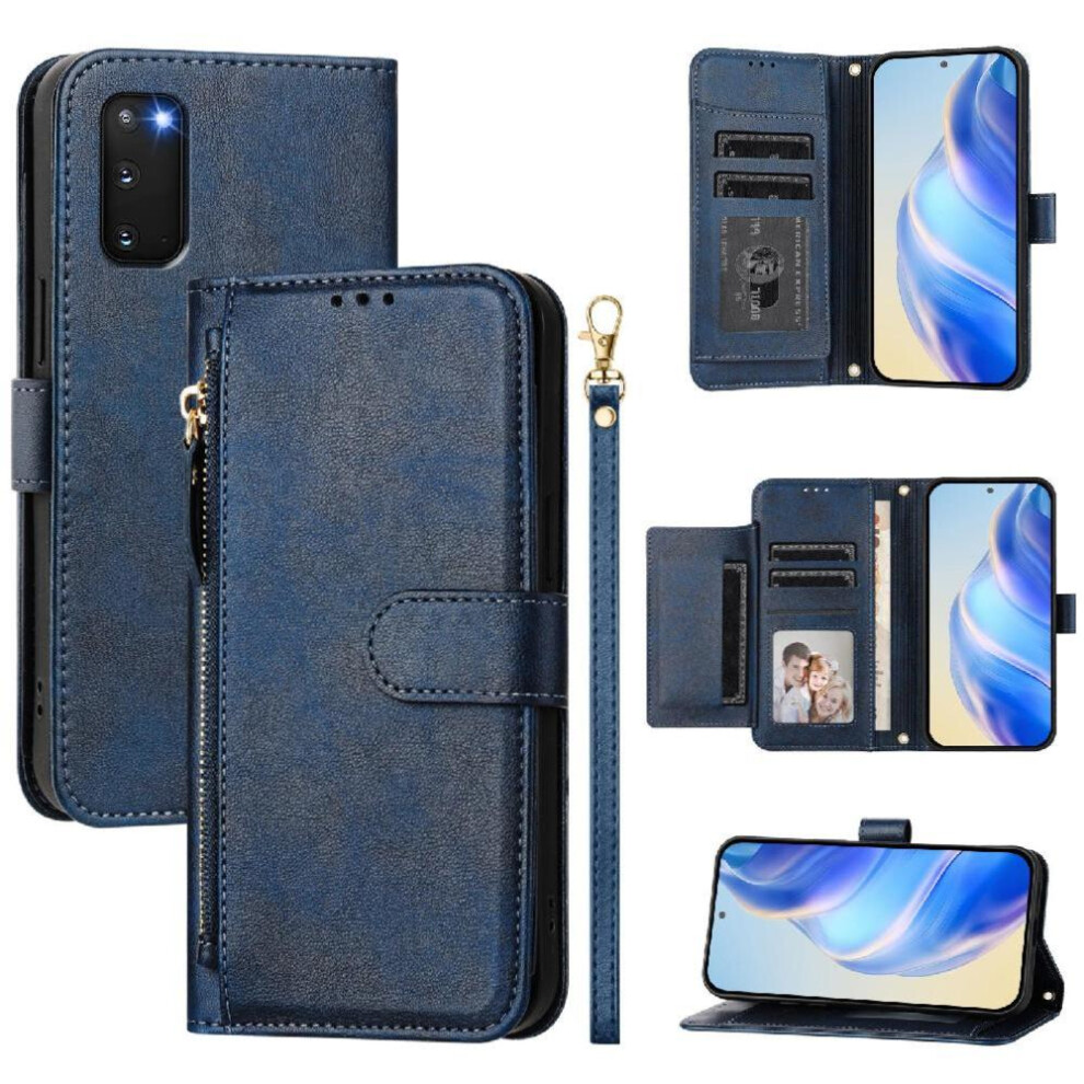 (Blue) Flip Case For Samsung Galaxy S20 Fe 4G/5G Pu Leather Magnetic Zipper Card Holder Blue 764563653171