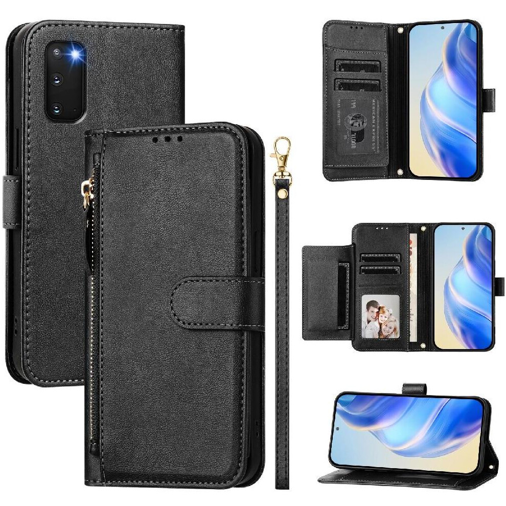 (Black) Flip Case For Samsung Galaxy S20 Pu Leather Magnetic Zipper Card Holder Black 764563653225