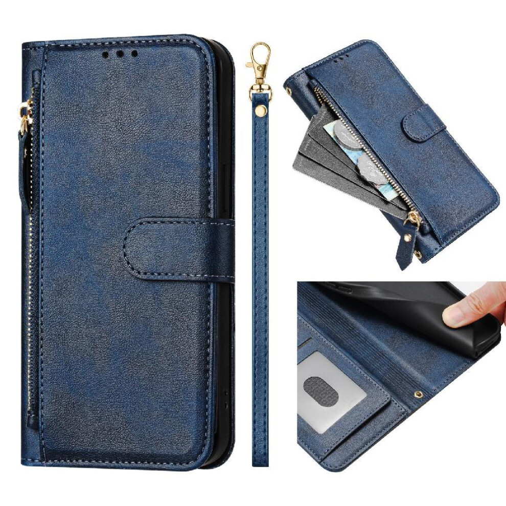 (Blue) Flip Case For Samsung Galaxy S20 Pu Leather Magnetic Zipper Card Holder Blue 764563653232