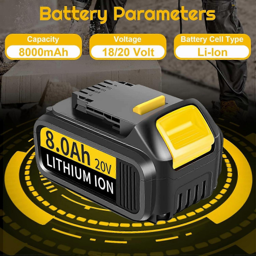 Συμβατό πακέτο 2 μπαταριών 8.0AH 20V/18V DCB112 για αντικατάσταση μπαταρίας Dewalt + φορ 1