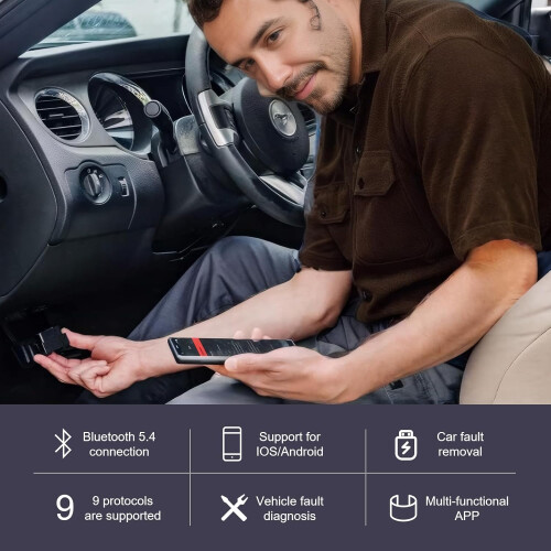 Ασύρματο διαγνωστικό εργαλείο OBD2 Bluetooth Scanner για iOS και Android, Bluetooth 5.4, ασύρματ 1