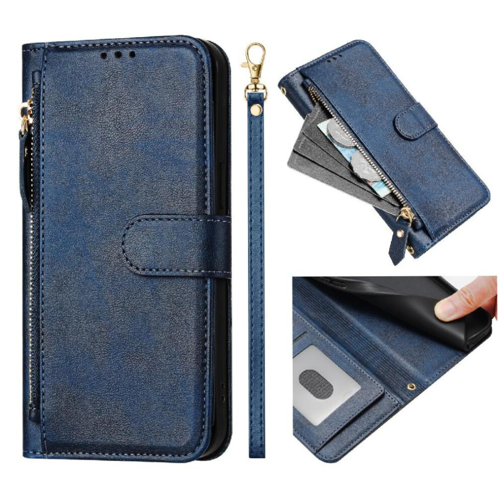 (Blue) Flip Case For Samsung Galaxy S10 Lite Card Holder Pu Leather Magnetic Zipper Blue 764563653478