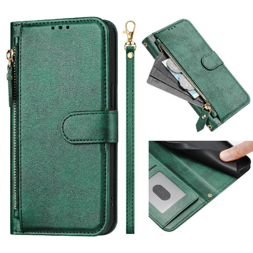 (Green) Flip Case For Samsung Galaxy A05 4G Zipper Pu Leather Magnetic Card Holder Green 764563654024