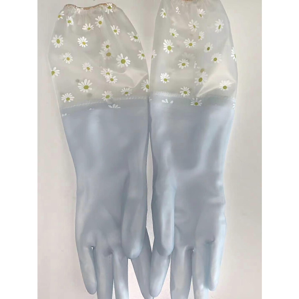 (As show, One size) Jelly blue small Daisy plus bouquet downy mouth-Washing thickening plus cotton brush bowl gloves autumn winter handguard cleaning-image-OPC-PHP5M6Y-NEW