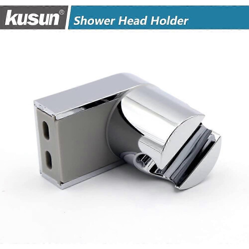 (As show, One size) Universal Adjustable Fixed Mounted Shower Head Holder Chrome ABS Bathroom Wall Connector 1