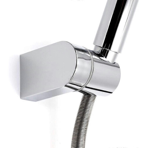 (As show, One size) Universal Adjustable Fixed Mounted Shower Head Holder Chrome ABS Bathroom Wall Connector