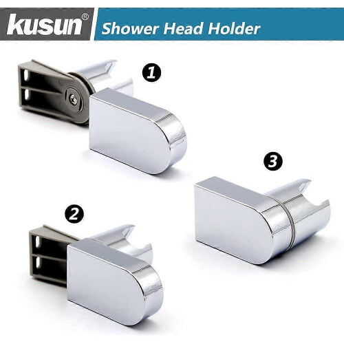 (As show, One size) Universal Adjustable Fixed Mounted Shower Head Holder Chrome ABS Bathroom Wall Connector 2