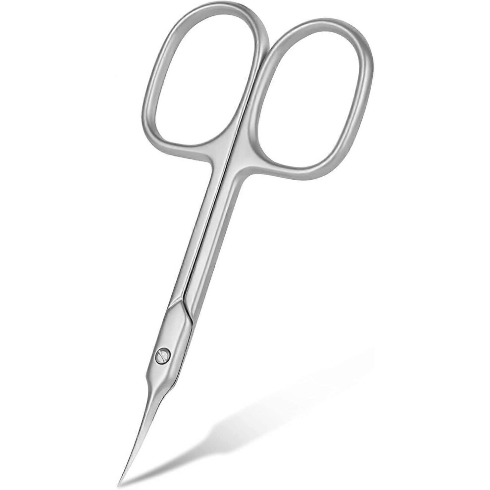 (As show, One size) Professional Cuticle Scissors, Nail Scissors, Eyebrow Scissors, Stainless Steel Curved Blade Manicure Pedicure Beauty Grooming for