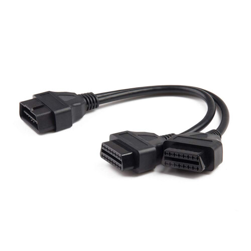 Cabo de extensão OBDII, divisor de 16 pinos, cabo Y, 30 cm/11,8 polegadas, macho para fêmea dupla, compatível com todos os veículos OBD
