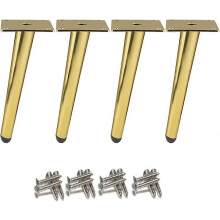 (As show, One size) 4 Pieces Oblique Table Legs Metal Cabinet Legs, Cone Furniture Legs, Golden, 20cm Height, Non-slip Silent Base for Sofas, Tables and Other Furniture