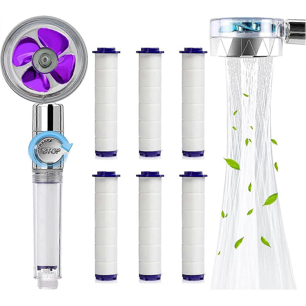 (As Show, One Size) Hand Shower, Water Saving Anti Limescale Shower Head, High Pressure Propeller Shower Head Three Level Filter Filter System With 6 4704245229269