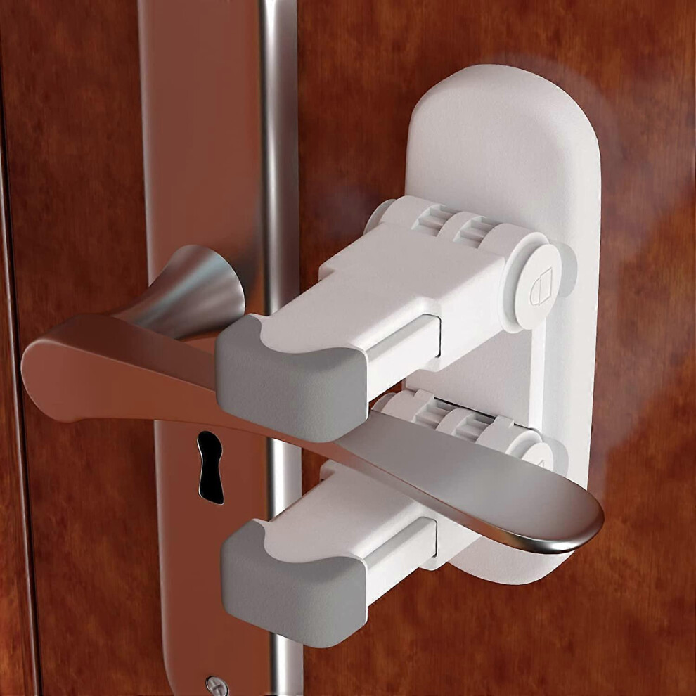 (As show, One size) Baby Safety Lock Door Stopper (Improved), 2 Pack Child Safety Locks with 3M Adhesive, Anti-Lockout Child Safety Locks