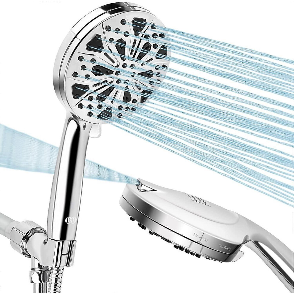 (As Show, One Size) Shower Head, 10 Mode Water Saving High Pressure Shower Head, Bathroom Shower Head (1.5M Shower Hose/Anti-Clog Nozzle)Built-In 2 Po 4704245204587