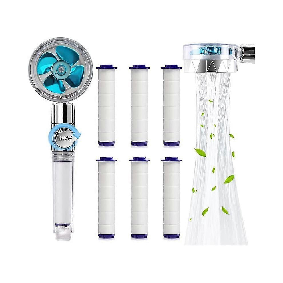 (As Show, One Size) Hand Shower, Water Saving Anti Limescale Shower Head, High Pressure Propeller Shower Head Three Levels Filter Filter System With 6 4704245299088