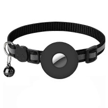 (As show, One size) Airtag Cat Collar,Cat Collar with Bell Airtag Cat Collar Waterproof Airtag Holder Safety Buckle,Anti Strangling Cat Collar,Personalized Cat Collar (S,