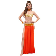 (Red, M) Arabian Nights-Inspired 3-Piece Lingerie Set – Exotic Sheer Long Dress for Women