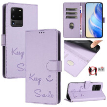 (Light Violet) Case for Samsung Galaxy S20 Ultra 5g Card Holder Wallet Pu Leather Flip Cover Rfid Blocking