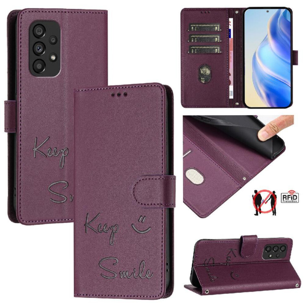(Purple) Case For Samsung Galaxy A53 5G Flip Cover Pu Leather Card Holder Wallet Rfid Blocking Purple 764563655618