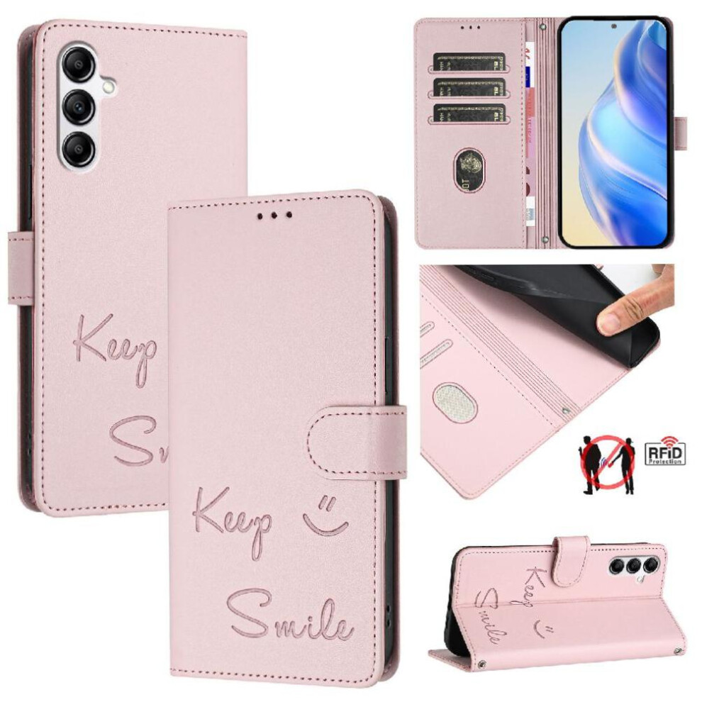 (Pink) Case For Samsung Galaxy A54 5G Rfid Blocking Flip Cover Card Holder Wallet Pu Leather Pink 764563655755