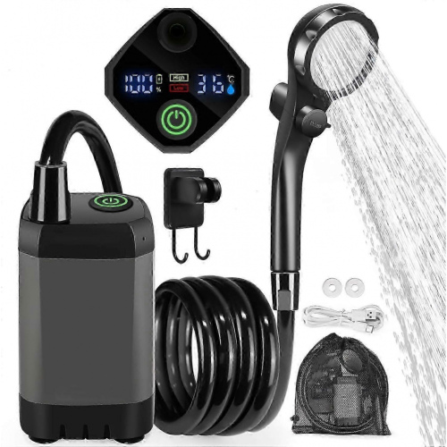 Draagbare kampeerdouche 6000mAh oplaadbare elektrische buitendouche