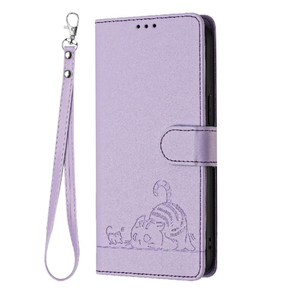 (Purple) Case For Samsung Galaxy S23 Fe Cat Rfid Card Slot Holder Kickstand Wallet Flip Cover Purple 764563656394