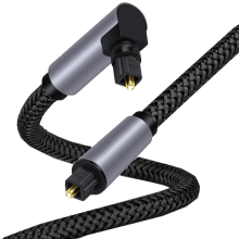 Cable de audio Toslink a Toslink de 3 m con codo, conector chapado en oro, 90 grados, coaxial SPDIF óptico digital