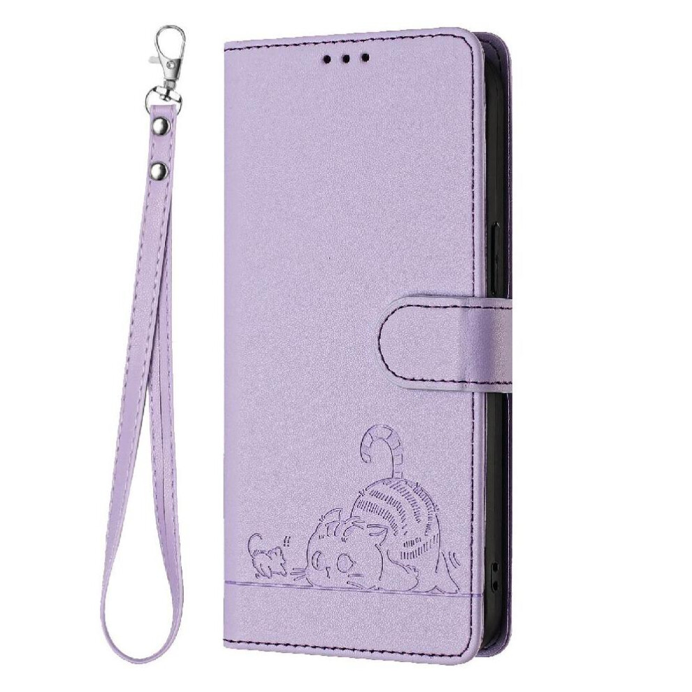(Purple) Case For Samsung Galaxy S21 Fe Card Slot Holder Kickstand Cat Rfid Wallet Flip Cover Purple 764563656936
