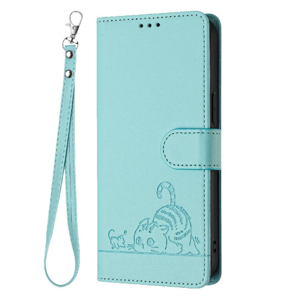 (Green) Case For Samsung Galaxy S21 Fe Card Slot Holder Kickstand Cat Rfid Wallet Flip Cover Green 764563656899