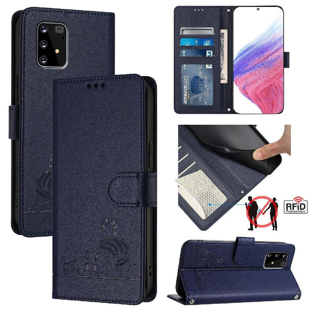 (Blue) Case For Samsung Galaxy S10 Lite Card Slot Holder Kickstand Wallet Flip Cover Cat Rfid Blue 764563657469
