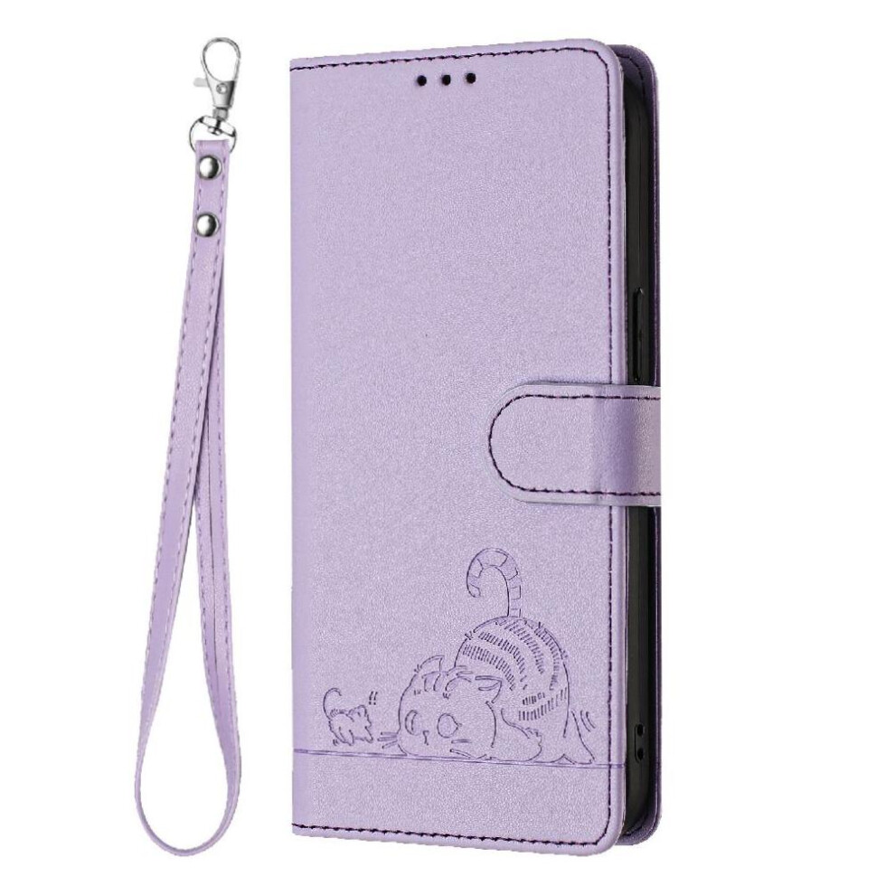 (Purple) Case For Samsung Galaxy A52s 5G Card Slot Holder Kickstand Cat Rfid Wallet Flip Cover Purple 764563657650