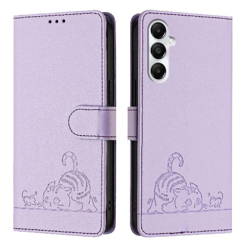 (Purple) Case For Samsung Galaxy A05s 4G Wallet Flip Cover Cat Rfid Card Slot Holder Kickstand Purple 764563657834