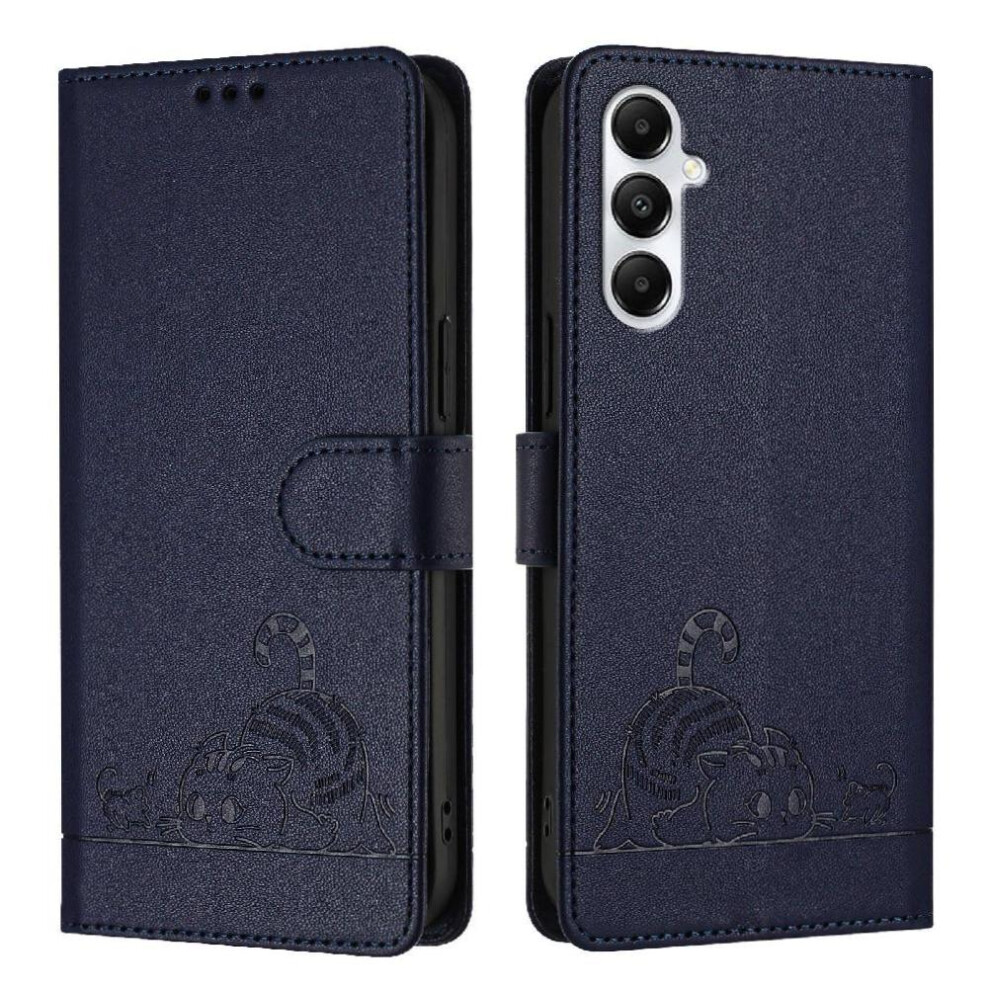 (Blue) Case For Samsung Galaxy A05s 4G Wallet Flip Cover Cat Rfid Card Slot Holder Kickstand Blue 764563657827