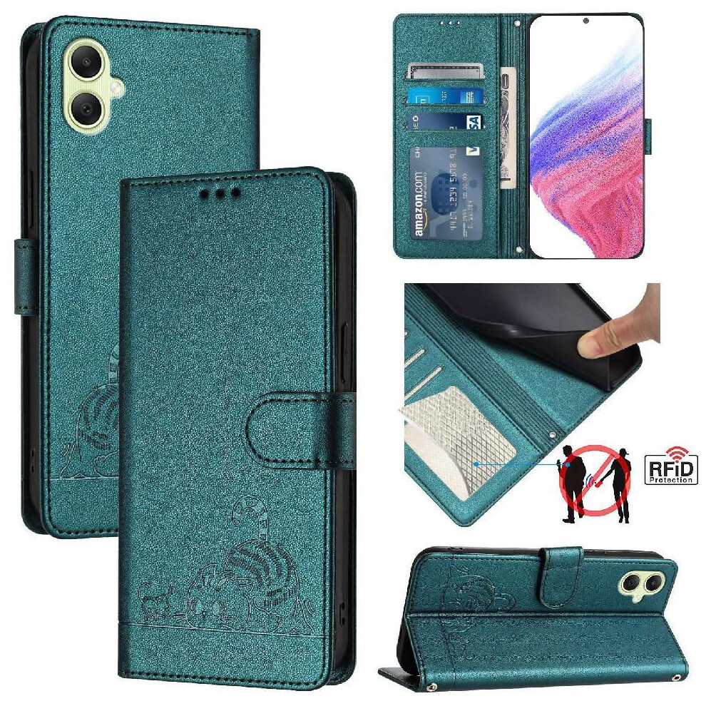 (Bottle ) Case For Samsung Galaxy A05 4G Card Slot Holder Kickstand Wallet Flip Cover Cat Rfid Green 764563657841