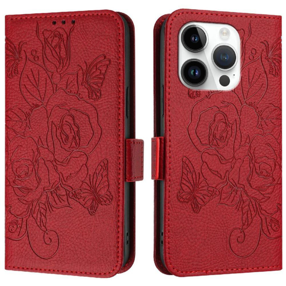 (Red) Case For Iphone 16 Pro Max With Credit Card Slot Magnetic Wallet Pu Leather Red 764563658084