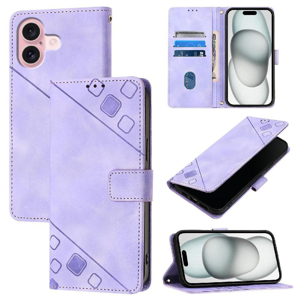 (Purple) Case For Iphone 16 Card Holder Wallet Flip Cover Magnetic Leather Purple 764563659166