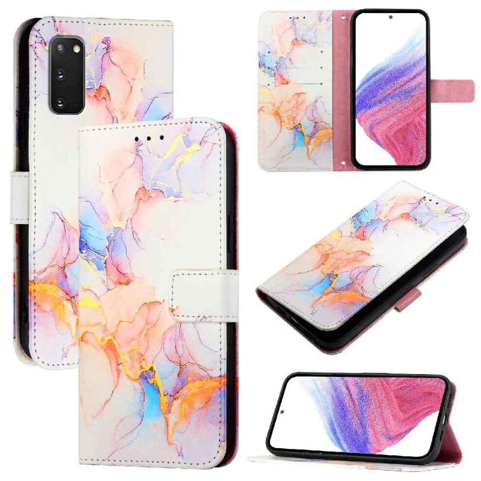 (White) Case For Samsung Galaxy S20 Marble Pattern Pu Leather Wallet Kickstand White 764563659241
