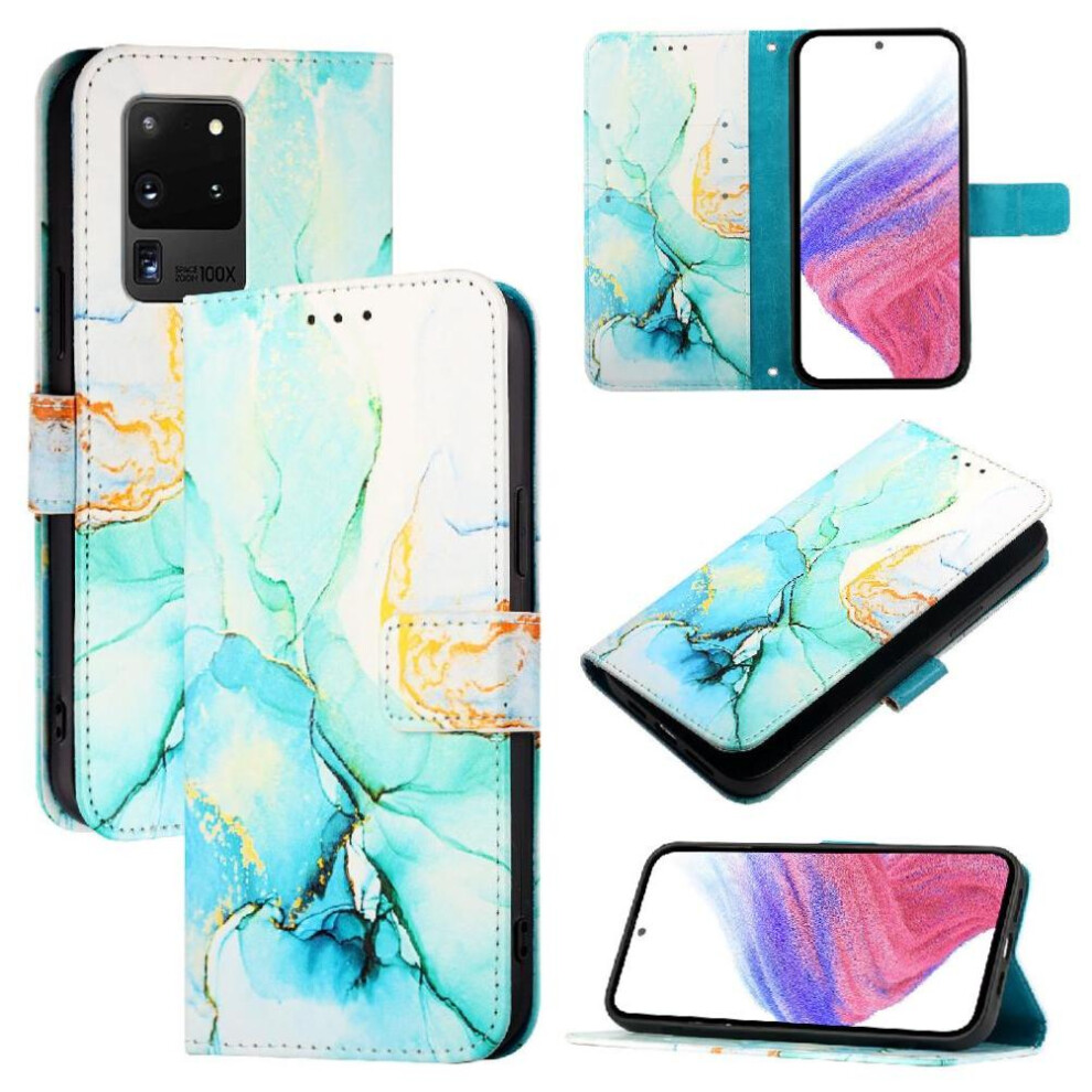 (Green) Case For Samsung Galaxy S20 Ultra Kickstand Pu Leather Wallet Marble Pattern Green 764563659333