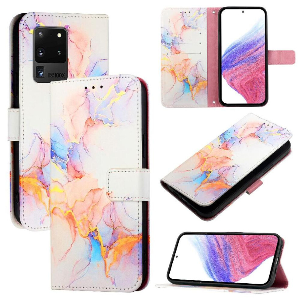(White) Case For Samsung Galaxy S20 Ultra Kickstand Pu Leather Wallet Marble Pattern White 764563659302