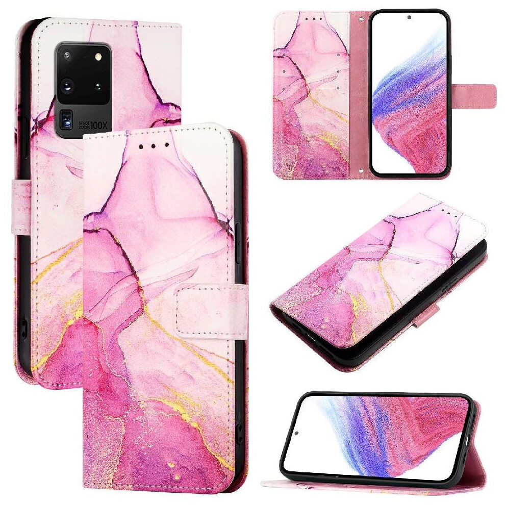 (Rose ) Case For Samsung Galaxy S20 Ultra Kickstand Pu Leather Wallet Marble Pattern Red 764563659289