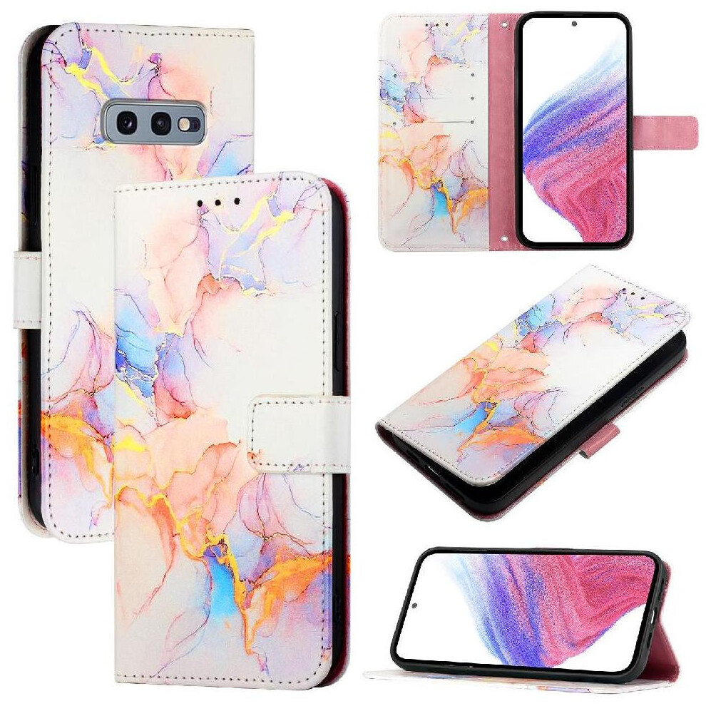 (White) Case For Samsung Galaxy S10e Pu Leather Wallet Marble Pattern Kickstand White 764563659425