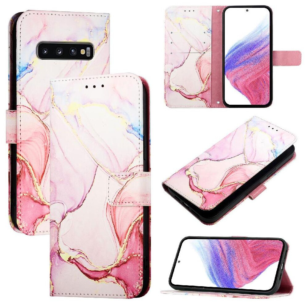 (Pink) Case For Samsung Galaxy S10 Marble Pattern Wallet Pu Leather Kickstand Pink 764563659531