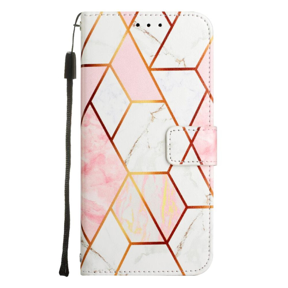 (Rose ) Case For Iphone 16 Pro Kickstand Wallet Marble Pattern Pu Leather Gold 764563659739