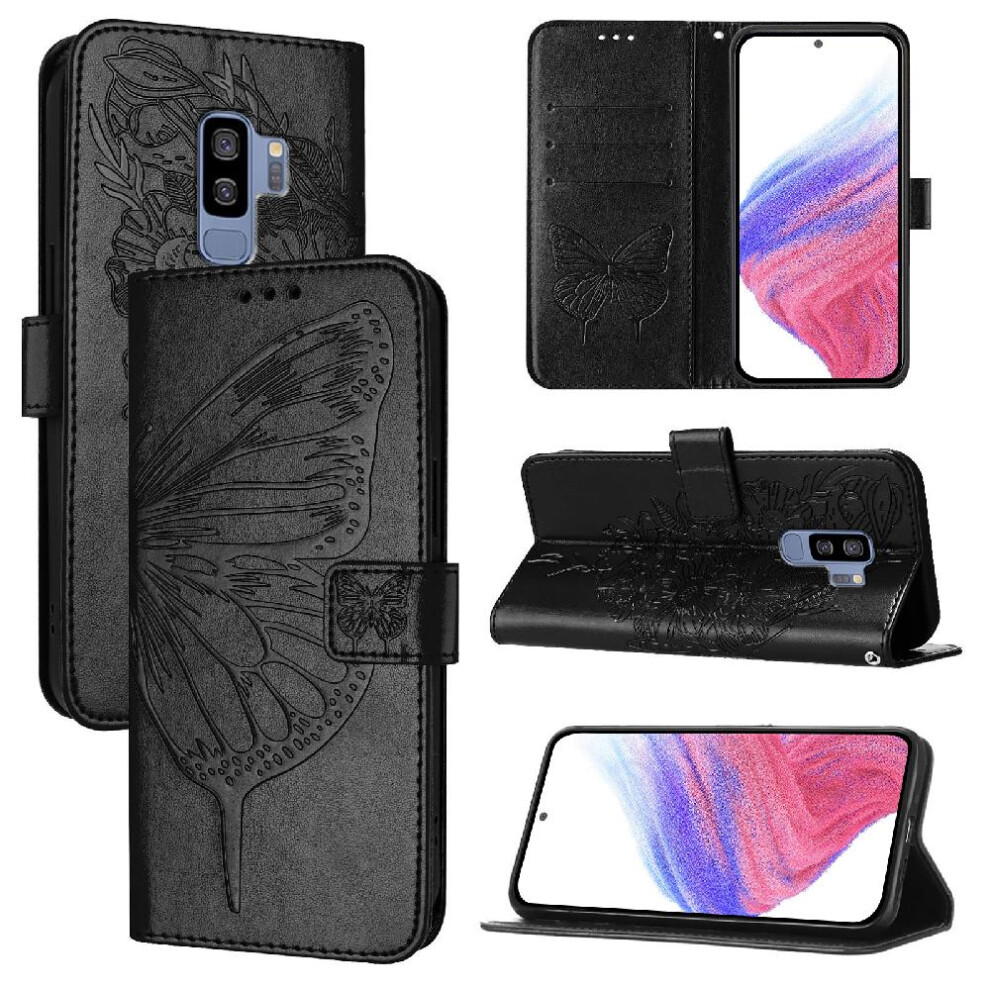 (Black) Case For Samsung Galaxy S10 Magnetic Embossing Butterfly Premium Leather Flip Cover Black 764563660117