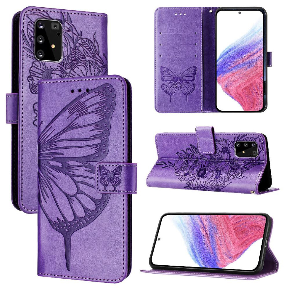 (Purple) Case For Samsung Galaxy S10 Lite Embossing Butterfly Premium Leather Magnetic Flip Cover Purple 764563660179