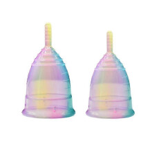 (As show, One size) 2pcs Menstrual Cup Silicone Feminine Menstrual Lady Women Period Cup Reusable Menstrual Cup