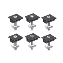 (As show, One size) 6 Pack Centre Clamp 30mm Black T-shaped Centre Clamp Photovoltaic Adjustable Solar Panel Centre Cla