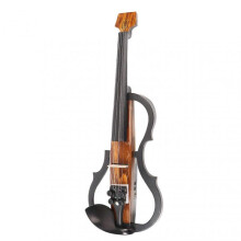 4/4 Electric Violin Dark Colored Wood Grain Carbon Fiber Full Size Silent Electric Violin for Beginners Performance