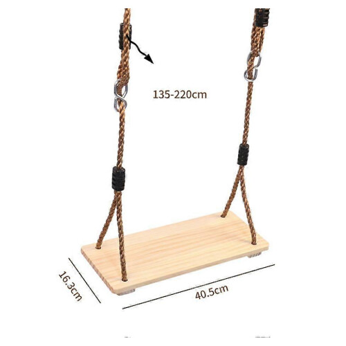 (As show, One size) Pinewood Swing with Adjustable Silky Polypropylene Ropes 1